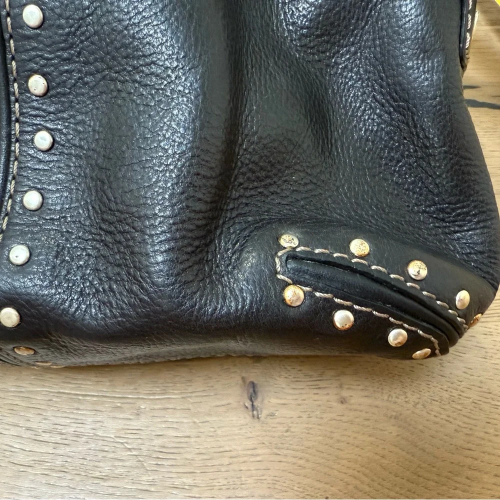 MICHAEL Michael Kors Black Studded Leather Shoulder Bag with Zippered Closure - Picture 14 of 16